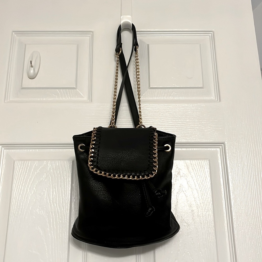 Black & gold backpack purse